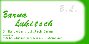 barna lukitsch business card